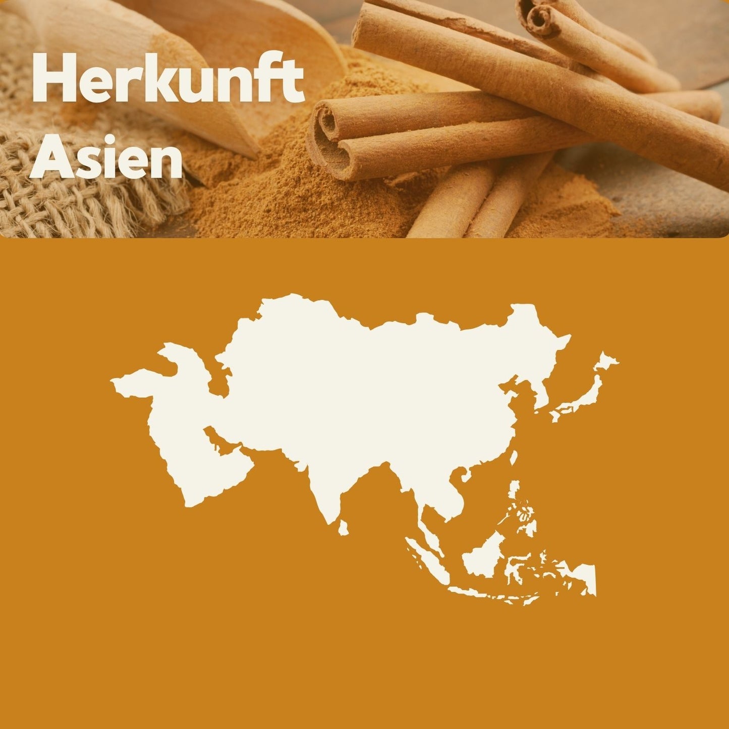 Infografik zur Herkunft von dōTERRA Cassia – Karte Asiens mit Zimtstangen, zeigt den Ursprung des ätherischen Cassia-Öls.
